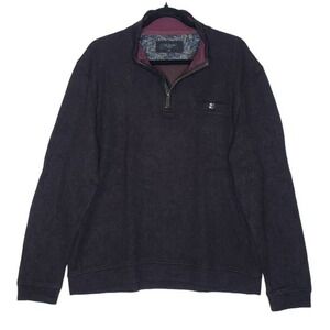 Ted Baker Men's Sweater XL Valerio Quarter Zip Purple Pullover Dapper